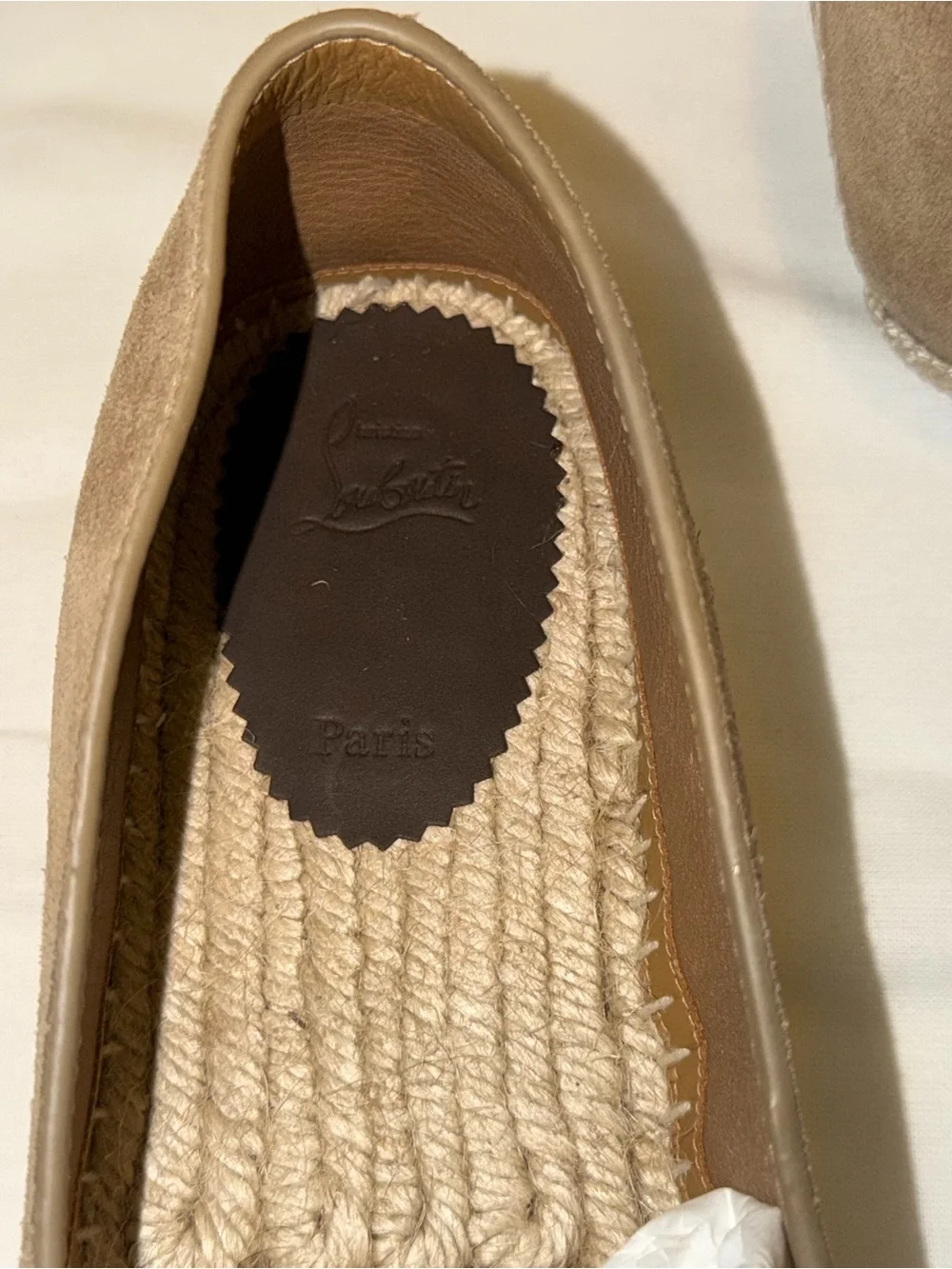 Christian Louboutin Alfarica Brown Tan Suede Slip-On Espadrilles